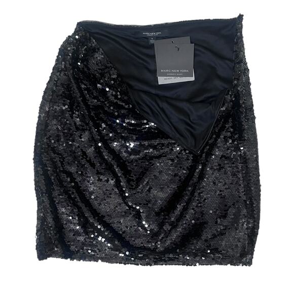 NEW Marc New York by Andrew Marc black sequined mini skirt - Picture 4 of 7